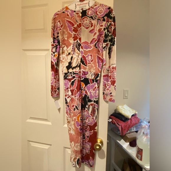 ROBERTO Just CAVALLI / abstract floral Print Wrap Dress 48 - Picture 2 of 8